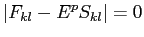 $\displaystyle \vert F_{kl}-E^pS_{kl}\vert=0$